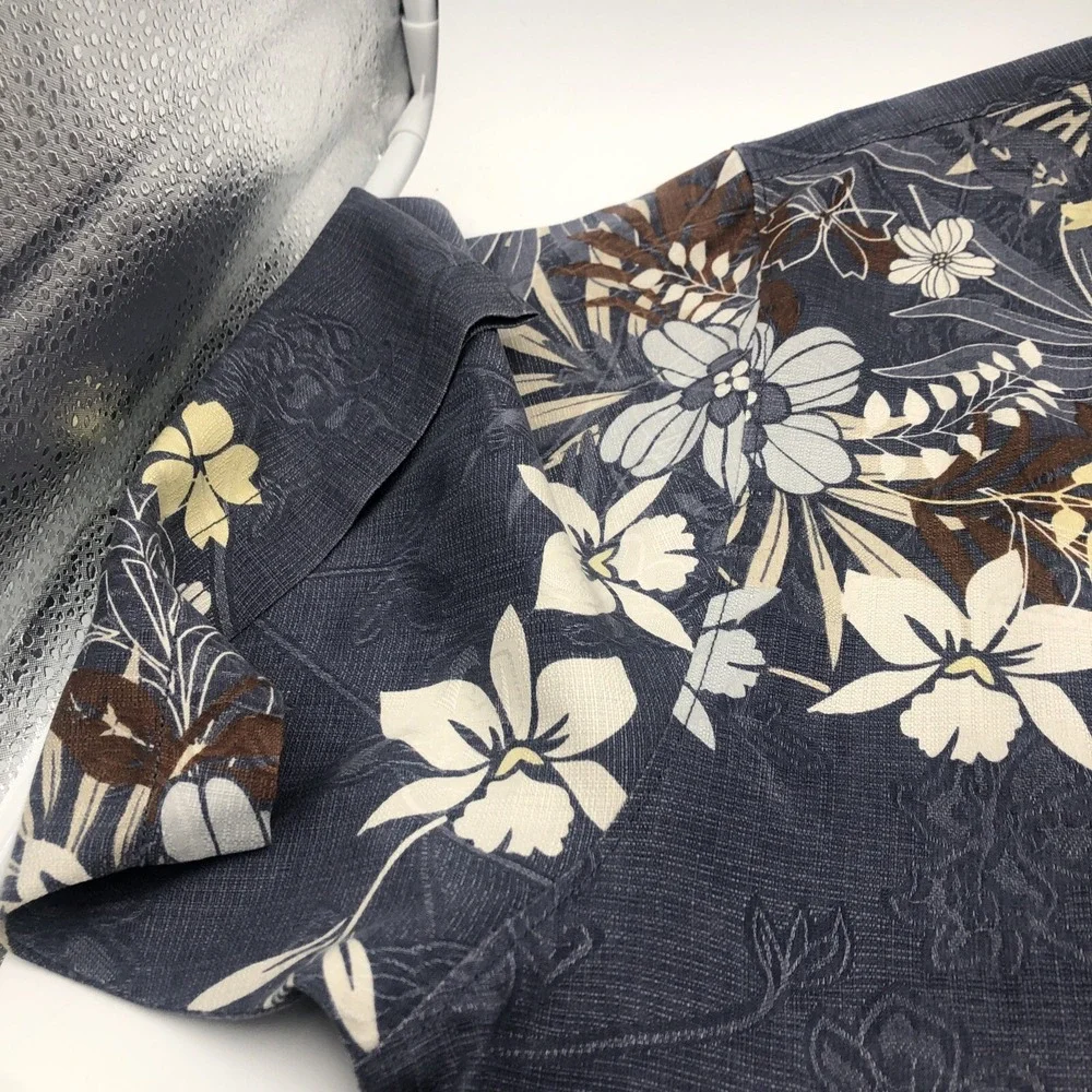 Tommy Bahama Silk Shirt Men's XXL‎ Floral Palm Hawaiian Tropical Short Sleeve